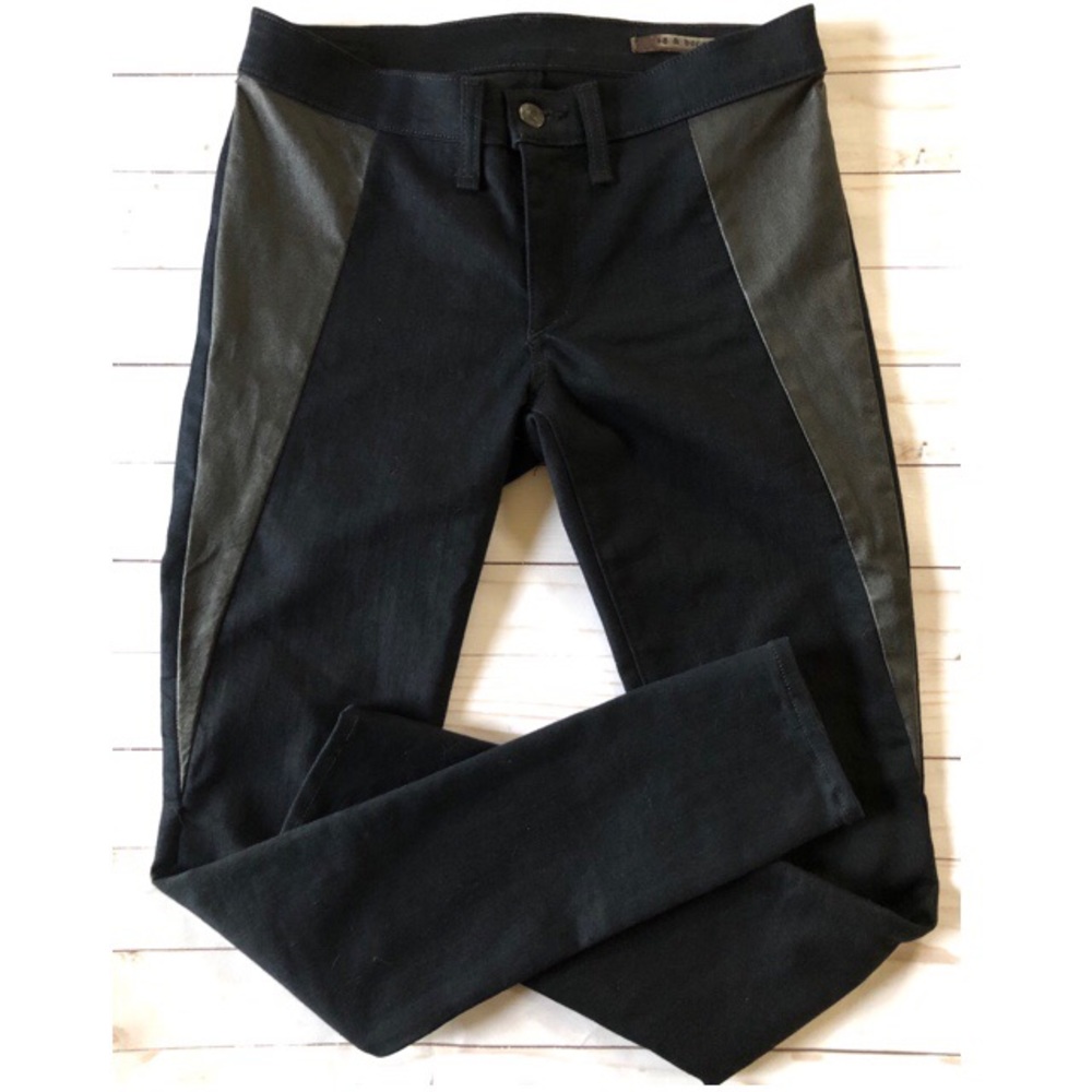 Rag & Bone Black Jeans with Leather Accents New 27